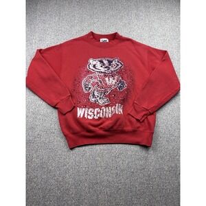 Vintage Wisconsin Badgers Lee Sport Crewneck Sweatshirt Made USA Red M